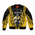 Wellington Custom Rugby New Zealand Bomber Jacket Aotearoa Maori Pukana Tiki Mascot