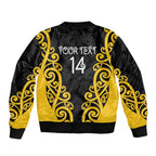 Wellington Custom Rugby New Zealand Bomber Jacket Aotearoa Maori Pukana Tiki Mascot