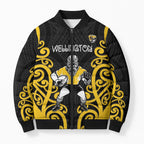 Wellington Custom Rugby New Zealand Bomber Puffer Jacket Aotearoa Maori Pukana Tiki Mascot