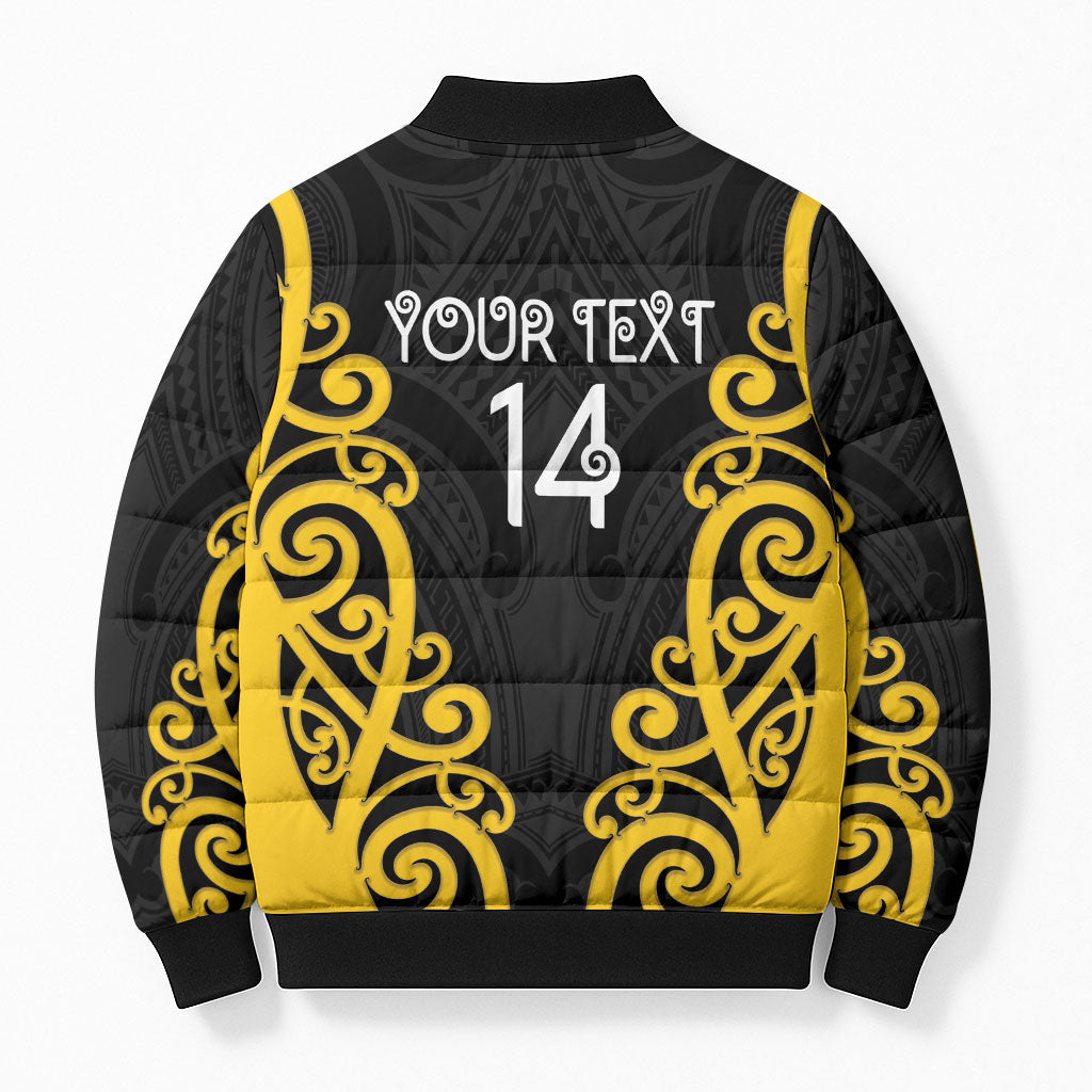 Wellington Custom Rugby New Zealand Bomber Puffer Jacket Aotearoa Maori Pukana Tiki Mascot