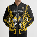 Wellington Custom Rugby New Zealand Bomber Puffer Jacket Aotearoa Maori Pukana Tiki Mascot