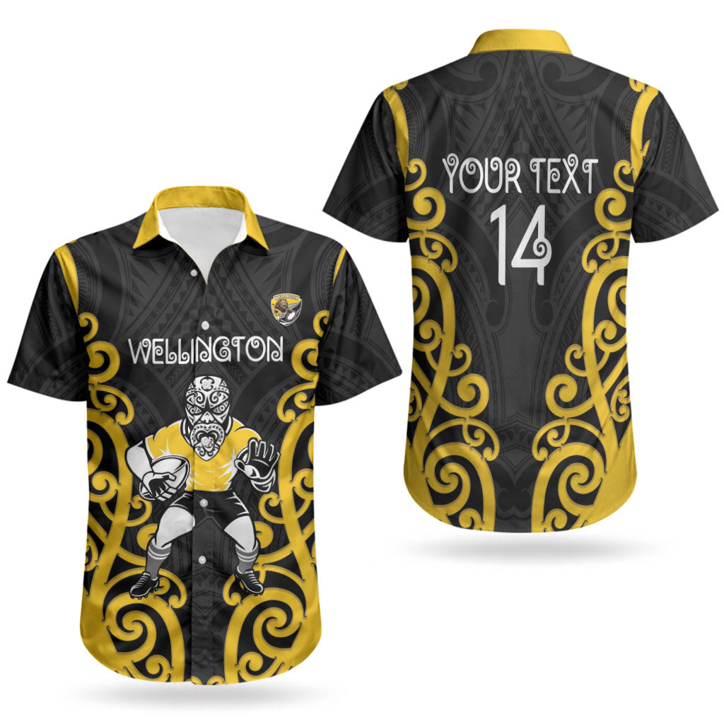 Wellington Custom Rugby New Zealand Couples Matching Long Sleeve Bodycon Dress and Hawaiian Shirt Aotearoa Maori Pukana Tiki Mascot