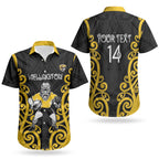 Wellington Custom Rugby New Zealand Couples Matching Short Sleeve Bodycon Dress and Hawaiian Shirt Aotearoa Maori Pukana Tiki Mascot