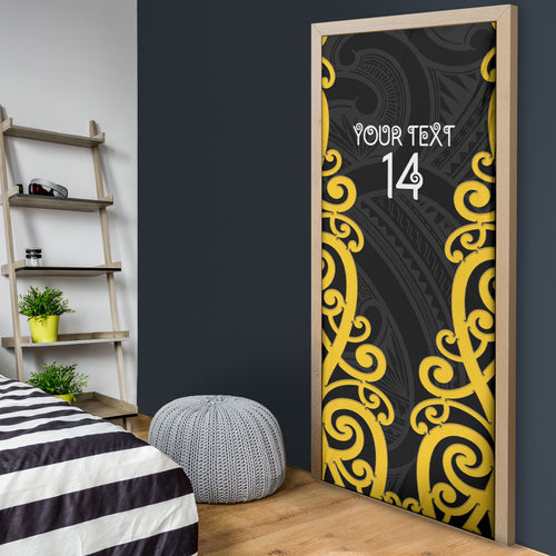 Wellington Custom Rugby New Zealand Door Cover Aotearoa Maori Pukana Tiki Mascot