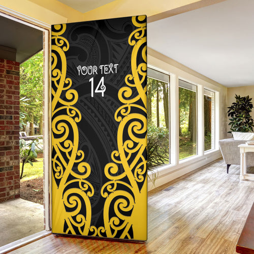 Wellington Custom Rugby New Zealand Door Cover Aotearoa Maori Pukana Tiki Mascot