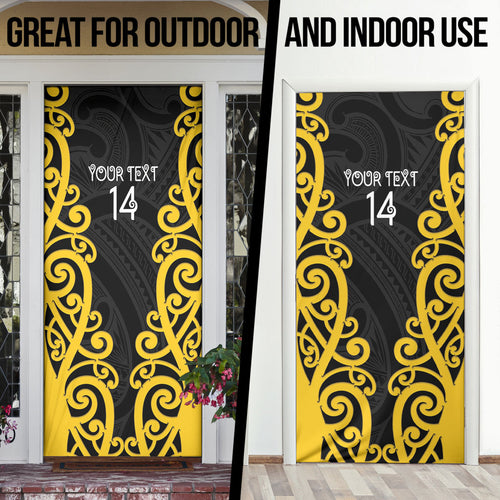Wellington Custom Rugby New Zealand Door Cover Aotearoa Maori Pukana Tiki Mascot
