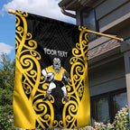 Wellington Custom Rugby New Zealand Garden Flag Aotearoa Maori Pukana Tiki Mascot