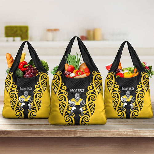 Wellington Custom Rugby New Zealand Grocery Bag Aotearoa Maori Pukana Tiki Mascot