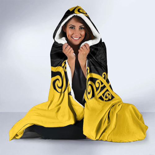 Wellington Custom Rugby New Zealand Hooded Blanket Aotearoa Maori Pukana Tiki Mascot