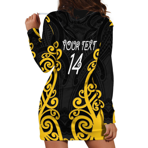 Wellington Custom Rugby New Zealand Hoodie Dress Aotearoa Maori Pukana Tiki Mascot