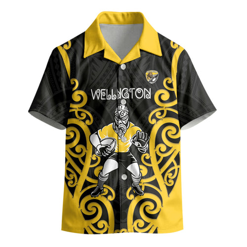 Wellington Custom Rugby New Zealand Kid Hawaiian Shirt Aotearoa Maori Pukana Tiki Mascot