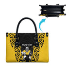 Wellington Custom Rugby New Zealand Leather Bag Aotearoa Maori Pukana Tiki Mascot