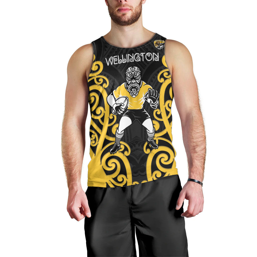 Wellington Custom Rugby New Zealand Men Tank Top Aotearoa Maori Pukana Tiki Mascot