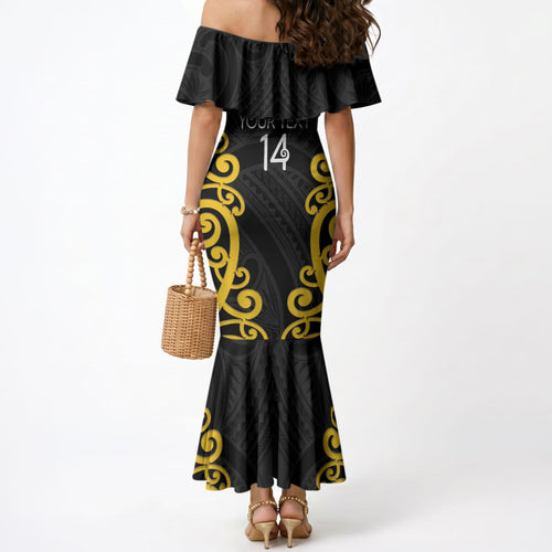 Wellington Custom Rugby New Zealand Mermaid Dress Aotearoa Maori Pukana Tiki Mascot