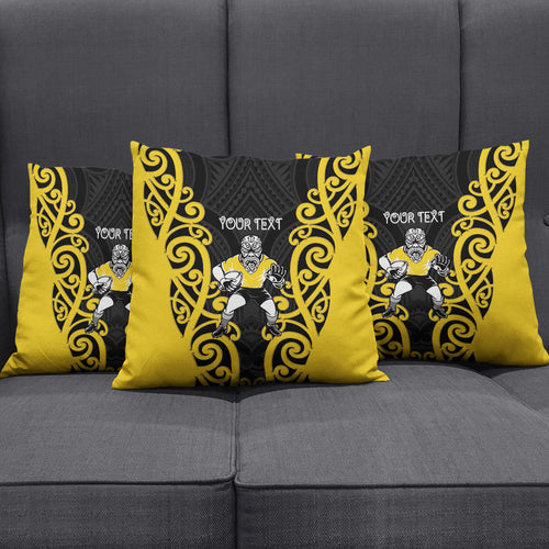 Wellington Custom Rugby New Zealand Pillow Cover Aotearoa Maori Pukana Tiki Mascot