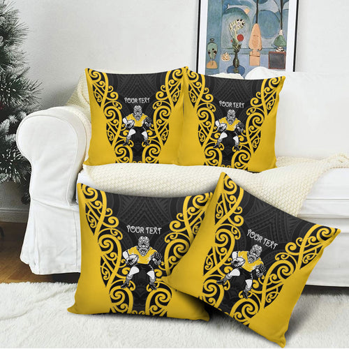 Wellington Custom Rugby New Zealand Pillow Cover Aotearoa Maori Pukana Tiki Mascot