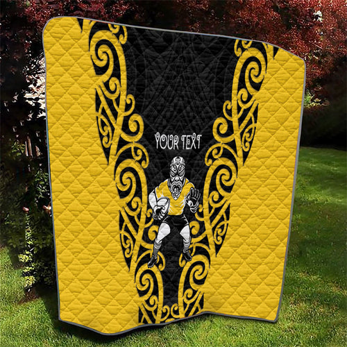 Wellington Custom Rugby New Zealand Quilt Aotearoa Maori Pukana Tiki Mascot