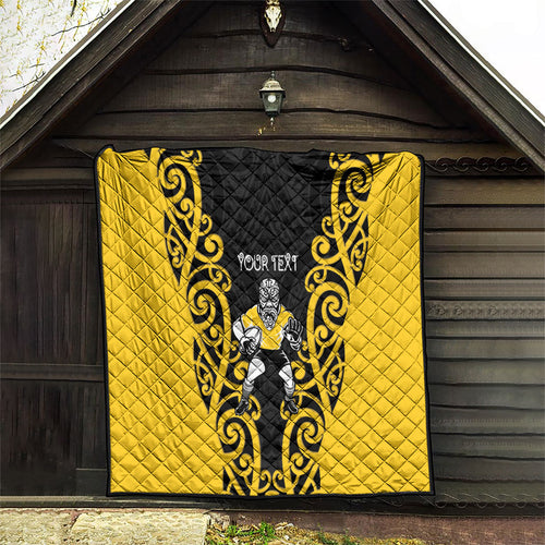 Wellington Custom Rugby New Zealand Quilt Aotearoa Maori Pukana Tiki Mascot