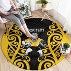 Wellington Custom Rugby New Zealand Round Carpet Aotearoa Maori Pukana Tiki Mascot