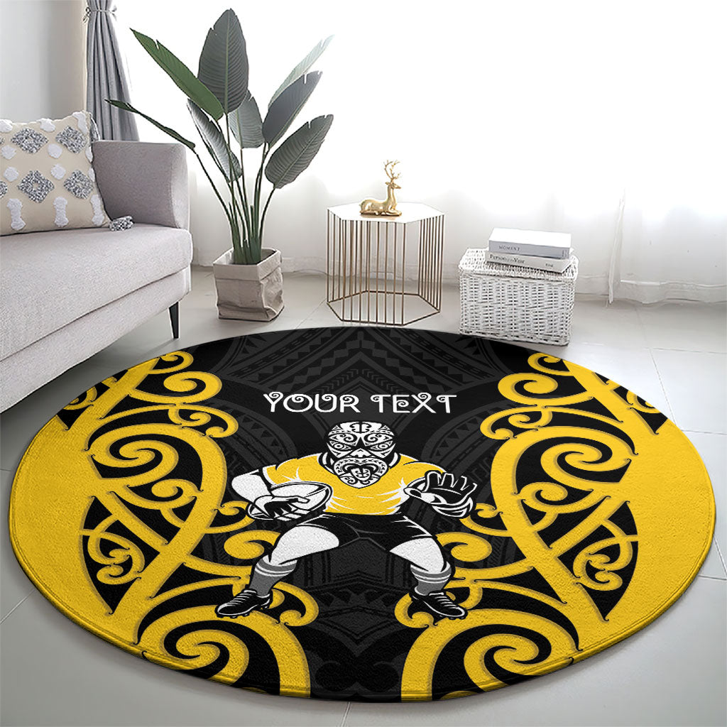 Wellington Custom Rugby New Zealand Round Carpet Aotearoa Maori Pukana Tiki Mascot