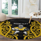 Wellington Custom Rugby New Zealand Round Carpet Aotearoa Maori Pukana Tiki Mascot