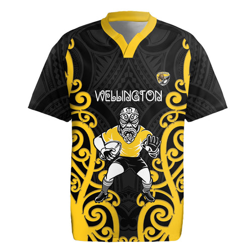 Wellington Custom Rugby New Zealand Rugby Jersey Aotearoa Maori Pukana Tiki Mascot