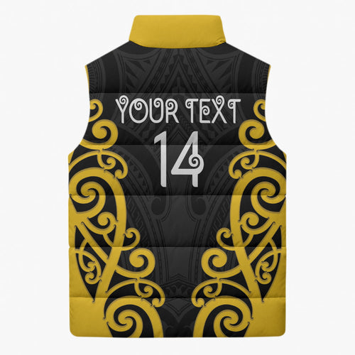 Wellington Custom Rugby New Zealand Sleeveless Puffer Jacket Aotearoa Maori Pukana Tiki Mascot
