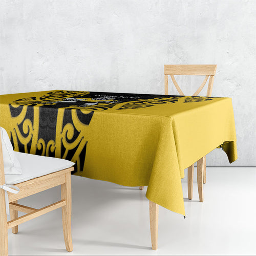 Wellington Custom Rugby New Zealand Tablecloth Aotearoa Maori Pukana Tiki Mascot