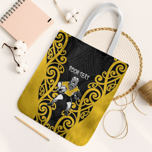 Wellington Custom Rugby New Zealand Tote Bag Aotearoa Maori Pukana Tiki Mascot