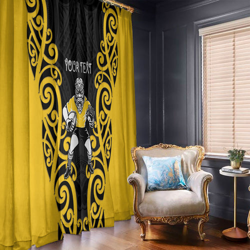 Wellington Custom Rugby New Zealand Window Curtain Aotearoa Maori Pukana Tiki Mascot