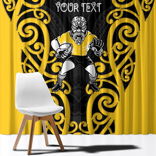 Wellington Custom Rugby New Zealand Window Curtain Aotearoa Maori Pukana Tiki Mascot