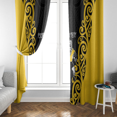 Wellington Custom Rugby New Zealand Window Curtain Aotearoa Maori Pukana Tiki Mascot