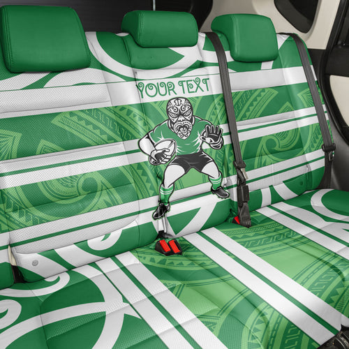 Manawatu Custom Rugby New Zealand Back Car Seat Cover Aotearoa Maori Pukana Tiki Mascot