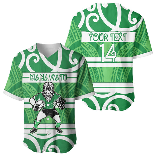Manawatu Custom Rugby New Zealand Baseball Jersey Aotearoa Maori Pukana Tiki Mascot
