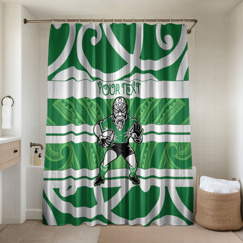 Manawatu Custom Rugby New Zealand Bathroom Set Aotearoa Maori Pukana Tiki Mascot