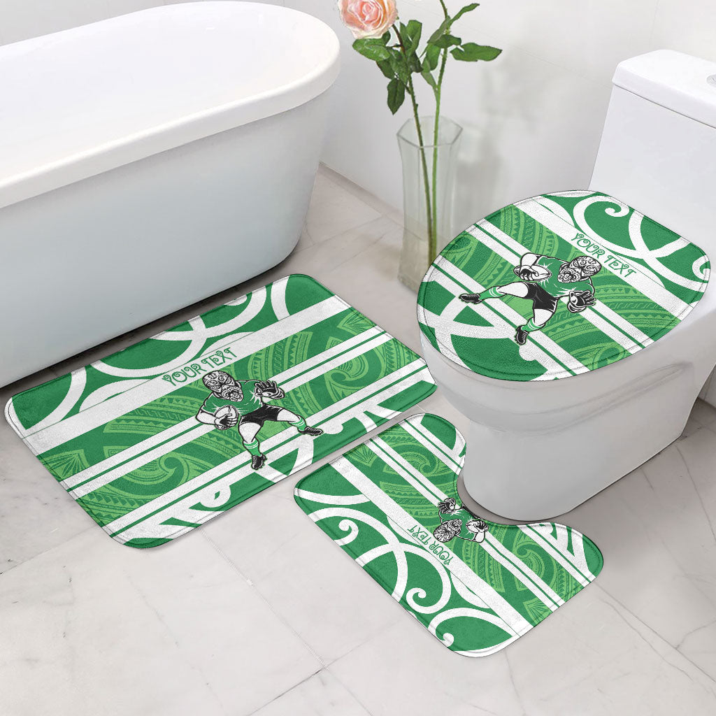 Manawatu Custom Rugby New Zealand Bathroom Set Aotearoa Maori Pukana Tiki Mascot