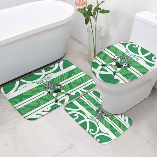 Manawatu Custom Rugby New Zealand Bathroom Set Aotearoa Maori Pukana Tiki Mascot