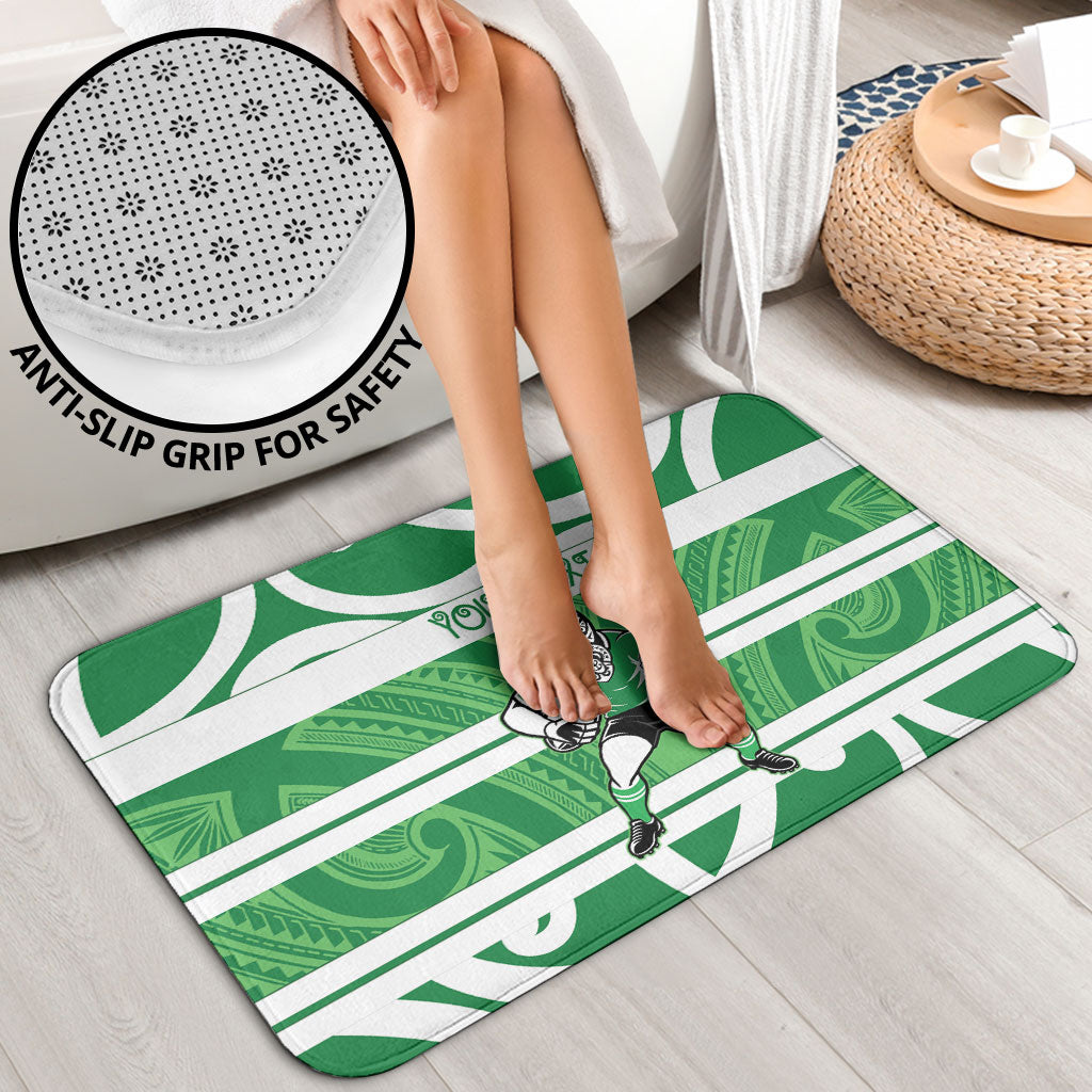 Manawatu Custom Rugby New Zealand Bathroom Set Aotearoa Maori Pukana Tiki Mascot