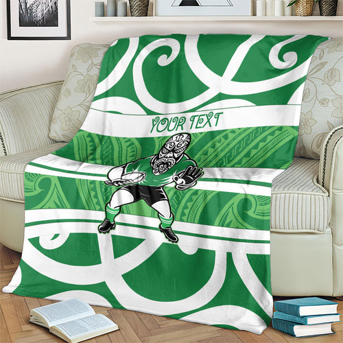 Manawatu Custom Rugby New Zealand Blanket Aotearoa Maori Pukana Tiki Mascot
