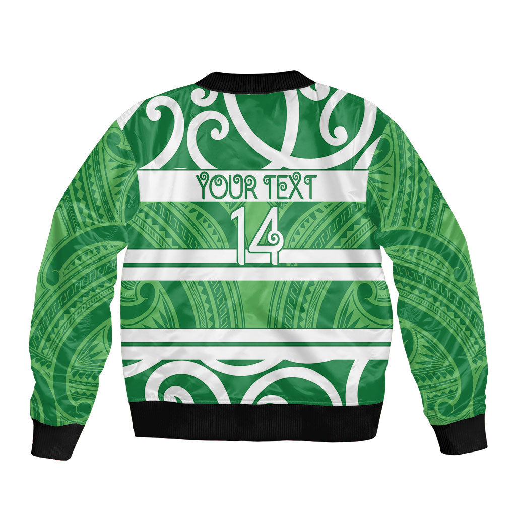 Manawatu Custom Rugby New Zealand Bomber Jacket Aotearoa Maori Pukana Tiki Mascot