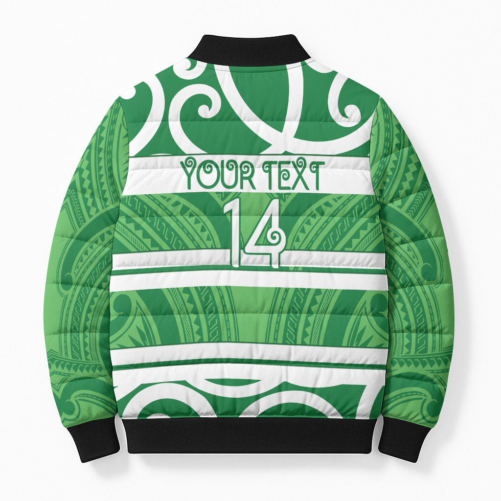 Manawatu Custom Rugby New Zealand Bomber Puffer Jacket Aotearoa Maori Pukana Tiki Mascot
