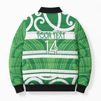 Manawatu Custom Rugby New Zealand Bomber Puffer Jacket Aotearoa Maori Pukana Tiki Mascot