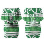 Manawatu Custom Rugby New Zealand Couples Matching Off Shoulder Short Dress and Hawaiian Shirt Aotearoa Maori Pukana Tiki Mascot