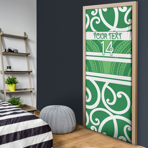 Manawatu Custom Rugby New Zealand Door Cover Aotearoa Maori Pukana Tiki Mascot