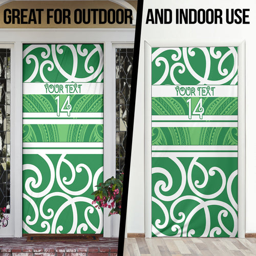 Manawatu Custom Rugby New Zealand Door Cover Aotearoa Maori Pukana Tiki Mascot