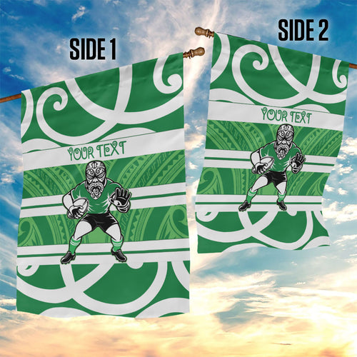 Manawatu Custom Rugby New Zealand Garden Flag Aotearoa Maori Pukana Tiki Mascot