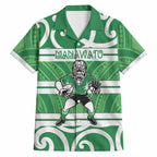 Manawatu Custom Rugby New Zealand Hawaiian Shirt Aotearoa Maori Pukana Tiki Mascot