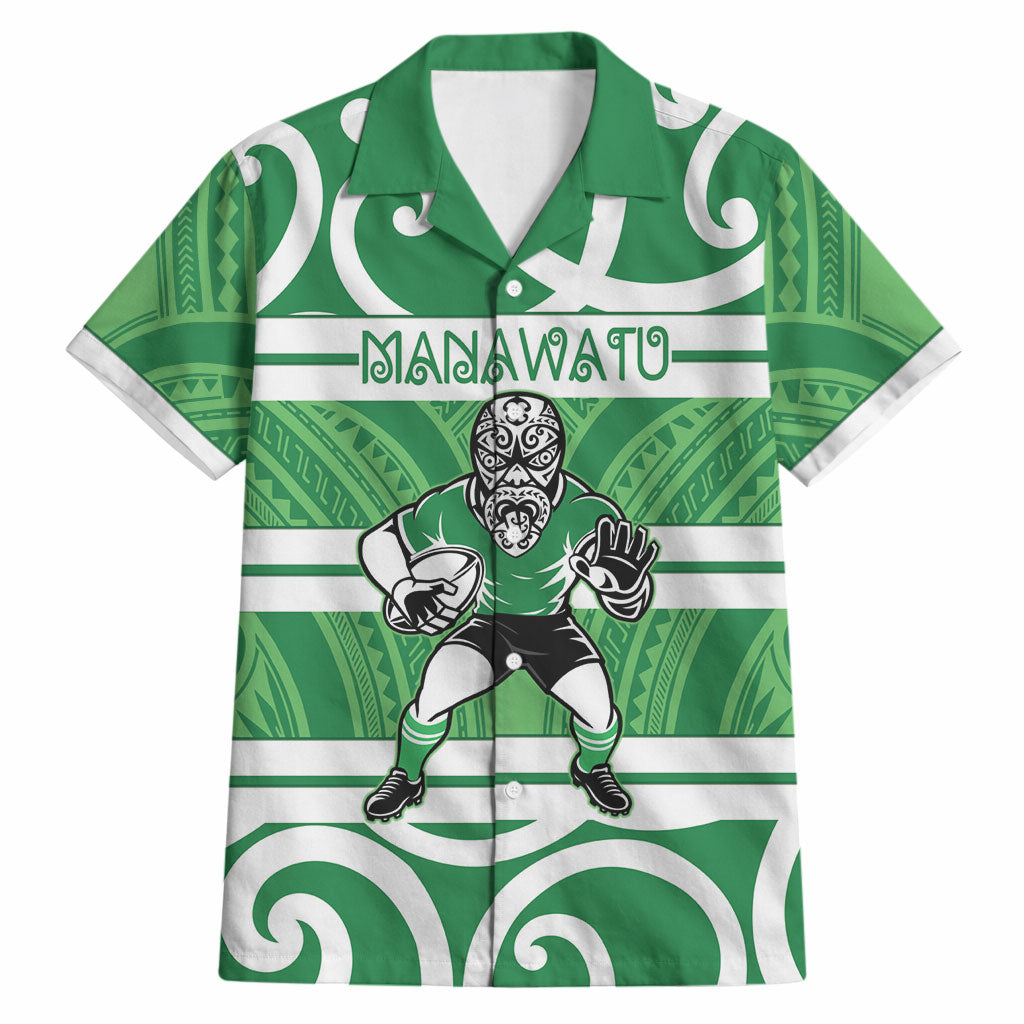Manawatu Custom Rugby New Zealand Hawaiian Shirt Aotearoa Maori Pukana Tiki Mascot