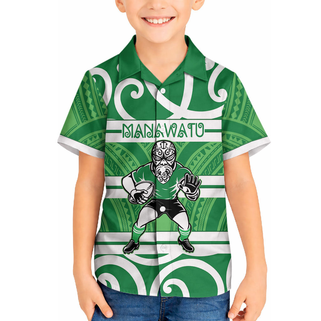 Manawatu Custom Rugby New Zealand Hawaiian Shirt Aotearoa Maori Pukana Tiki Mascot
