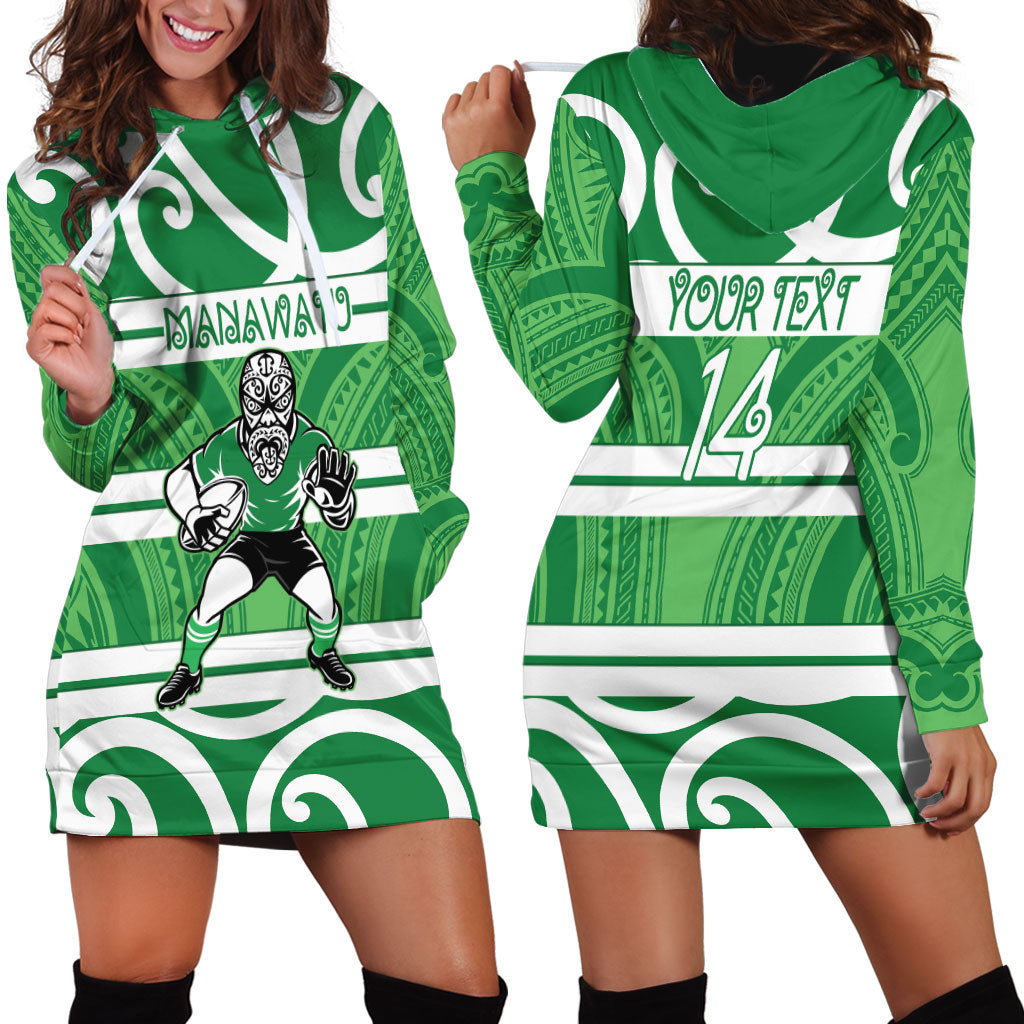 Manawatu Custom Rugby New Zealand Hoodie Dress Aotearoa Maori Pukana Tiki Mascot